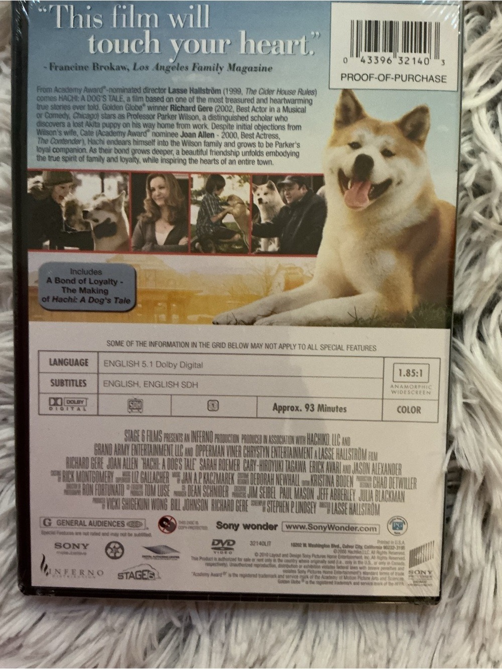 Hachi: A Dog’s Tale DVD Richard Gere Joan Allen Family Drama True Story - Picture 5 of 9